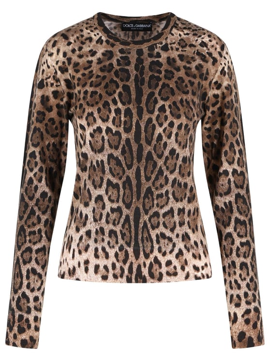 Dolce & Gabbana Leopard Print Virgin Wool Sweater
