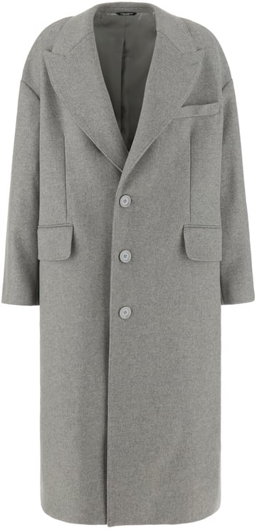 Dolce & Gabbana Dolce&gabbana Melange grey wool blend coat