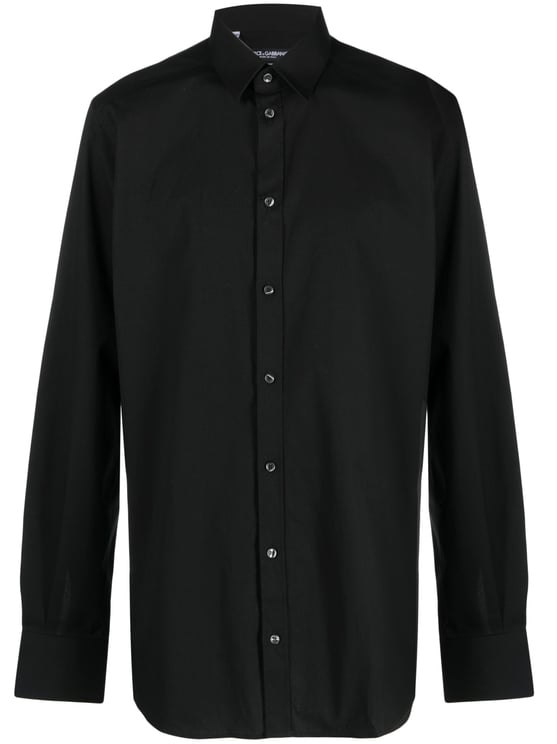 Dolce & Gabbana Slim-Fit Black Poplin Italian Collar Shirt
