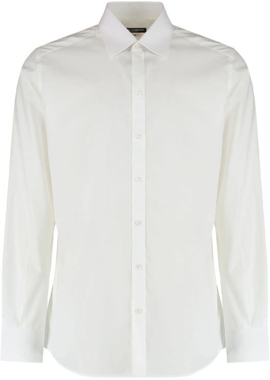 Dolce & Gabbana White Long-Sleeve Pointed Collar Cotton Shirt