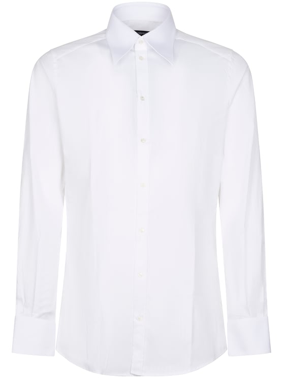 Dolce & Gabbana Crisp White Long-Sleeve Shirt with Pointed Collar