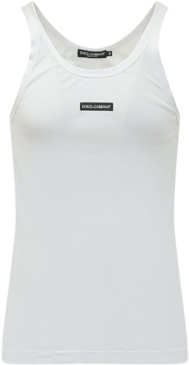 Dolce & Gabbana Canotta a Costine con Logo Frontale