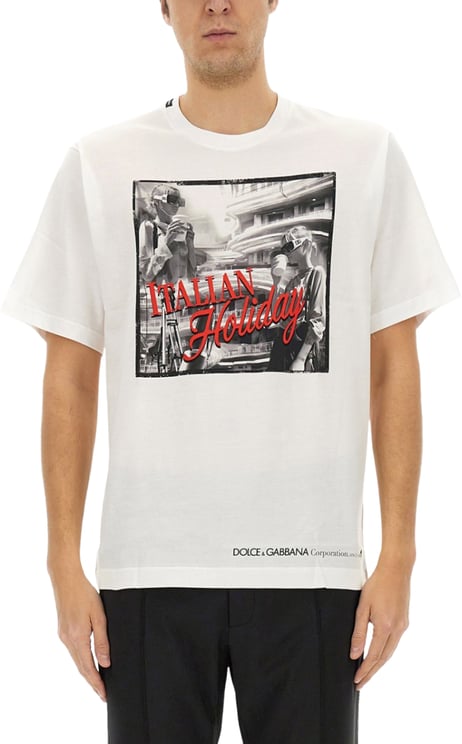 Dolce & Gabbana Cotton T-Shirt With "Italian Holiday" Print