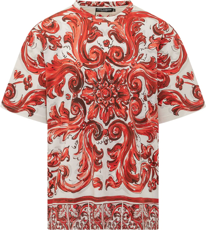 Dolce & Gabbana T-shirt a Girocollo con Stampa Ornamentale