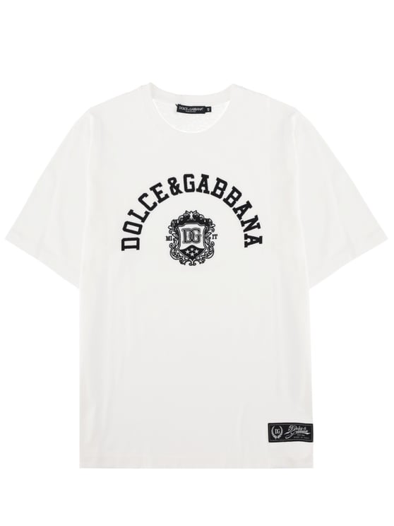 Dolce & Gabbana Arched Logo Chest Emblem Cotton T-Shirt