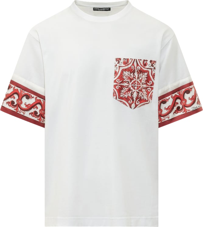 Dolce & Gabbana T-shirt a Girocollo con Taschino Stampato