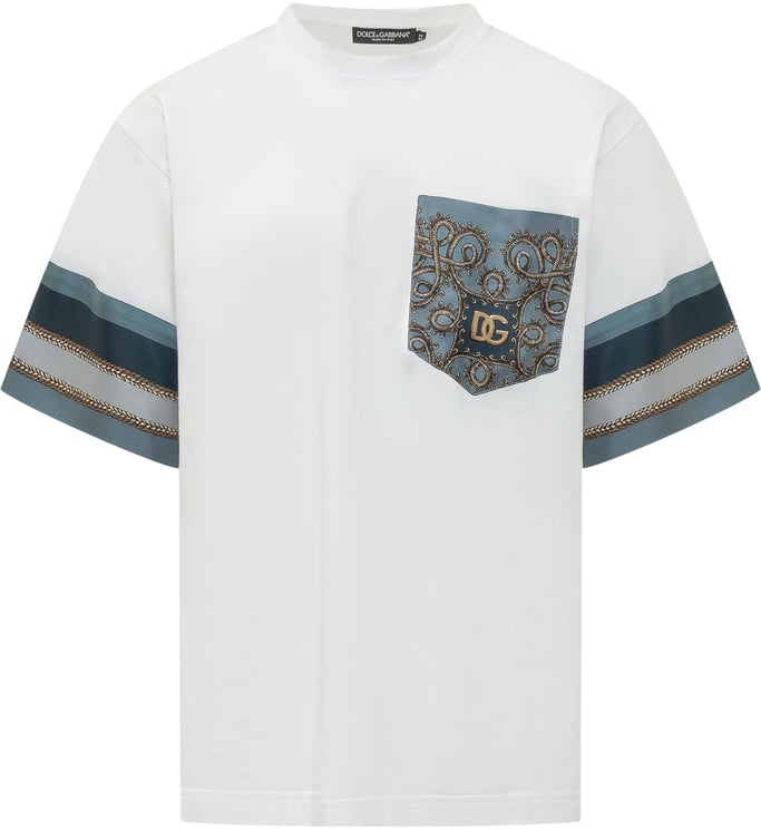 Dolce & Gabbana T-shirt MC Giro con Taschino Stampato