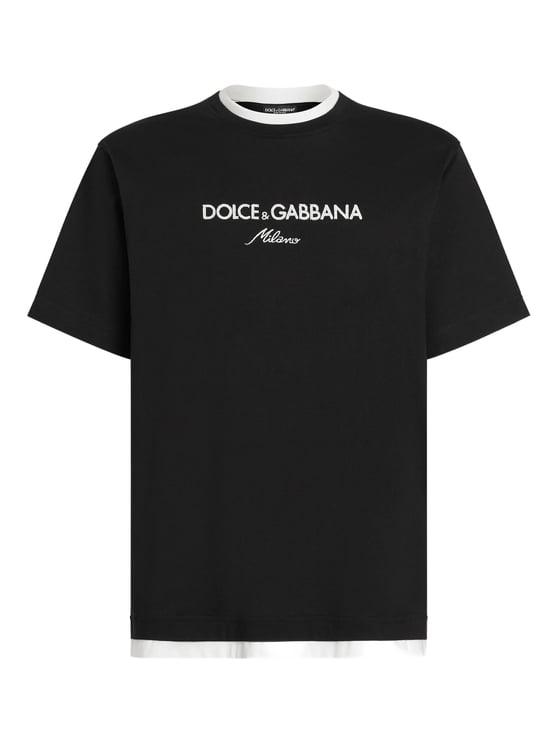 Dolce & Gabbana Black Relaxed Fit Contrasting Logo T-Shirt