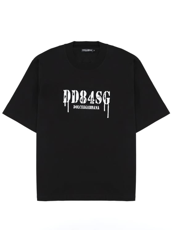 Dolce & Gabbana Black Center Graphic Printed Cotton T-Shirt