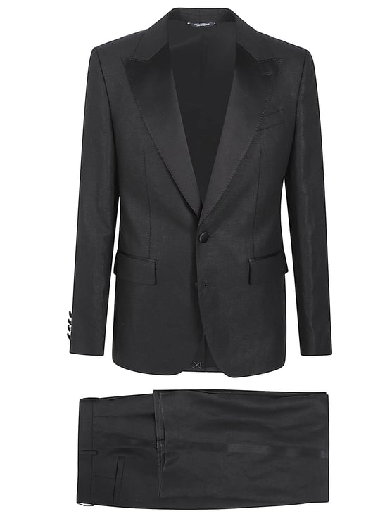 Dolce & Gabbana Tailored Black Two-Piece Suit with Textured Blazer