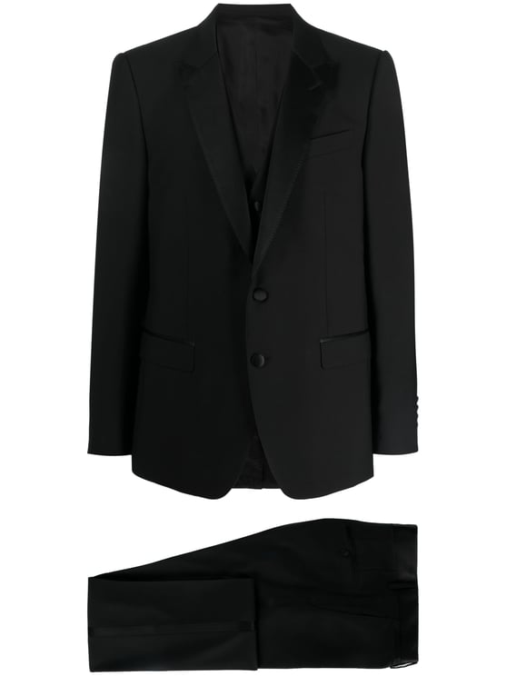 Dolce & Gabbana Three-Piece Wool Silk Satin Tuxedo Suit