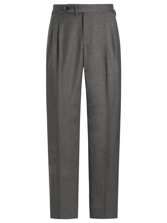 Dolce & Gabbana Neutrals Tailored Straight Leg Pleated Wool Pants