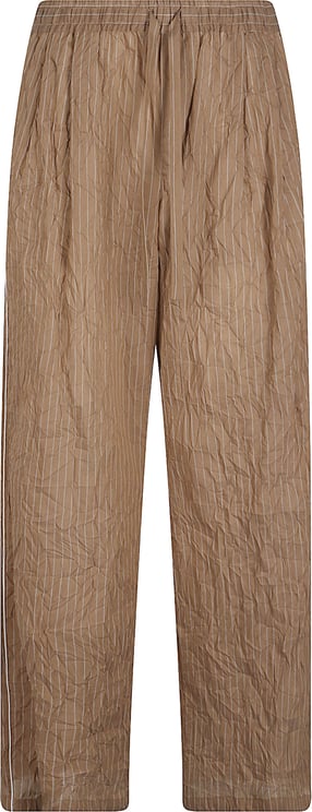 Dolce & Gabbana Relaxed Fit Brown Trousers with Subtle Pinstripe Texture