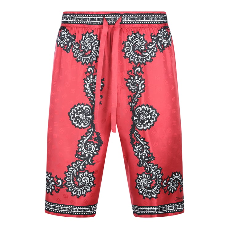 Dolce & Gabbana Paisley Pattern Red Shorts with Adjustable Drawstring Waistband