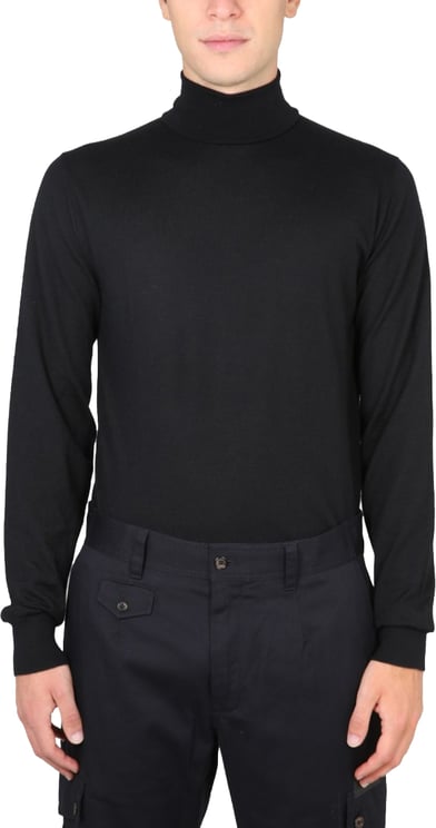 Dolce & Gabbana Black Turtleneck Sweater In 100% Wool