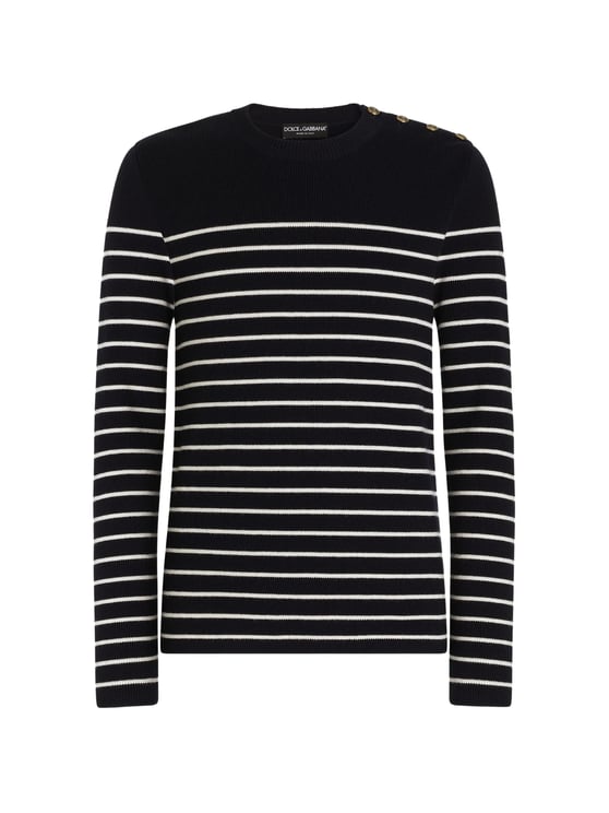 Dolce & Gabbana Fitted Knit Sweater With Decorative Gold Buttons