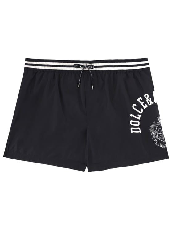 Dolce & Gabbana Black Elastic Waistband Stripe Swimwear