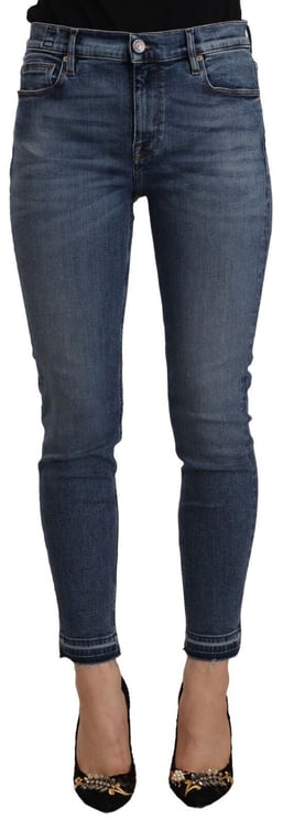 Don The Fuller Don The Fuller Blue Mid Waist Cotton Denim Slim Fit Cropped Jeans