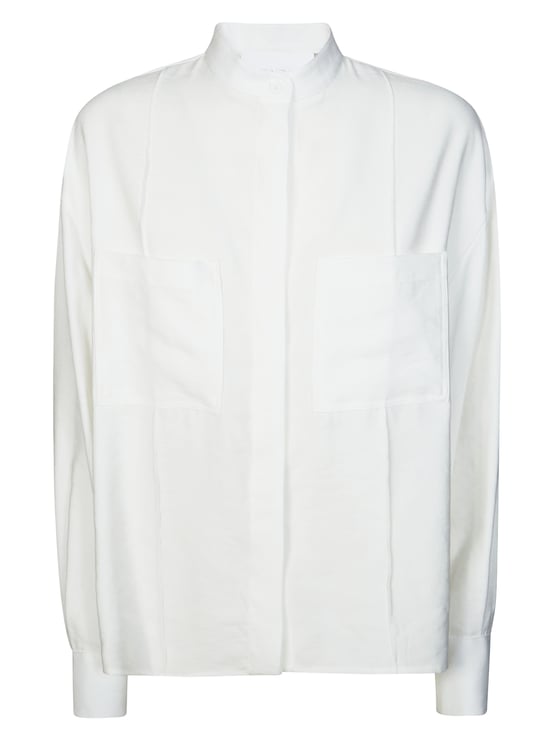 Dondup White High Collar Boxy Over Shirt
