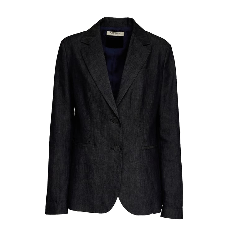Dondup Peak Lapel Silk Denim Single-Breasted Blazer