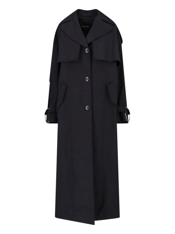 Dondup Black Cotton-Blend Canvas Trench Coat