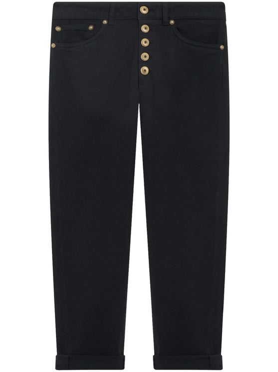 Dondup Loose-Fit Cropped Trousers with Gold-tone Button Detail