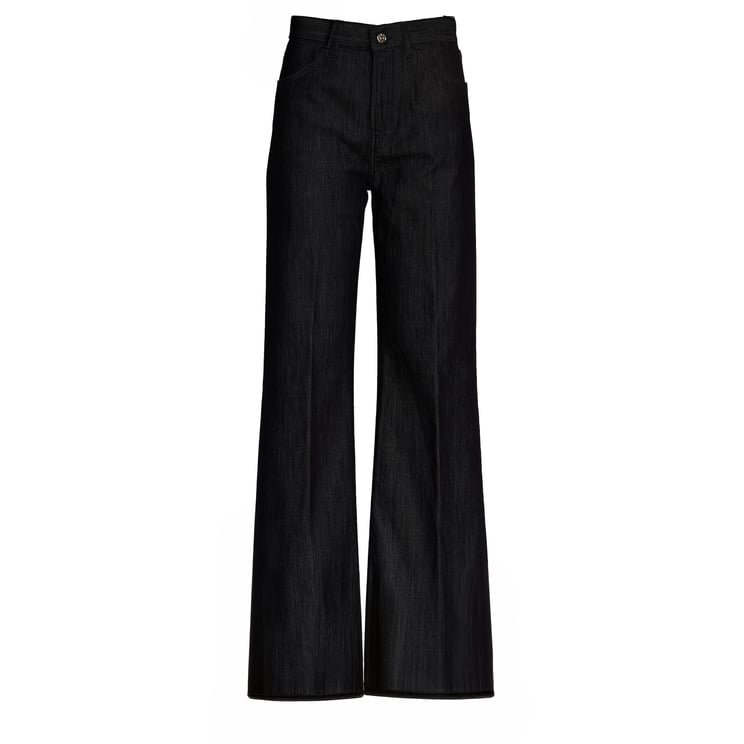 Dondup Amber Silk Denim Wide-Leg Jeans