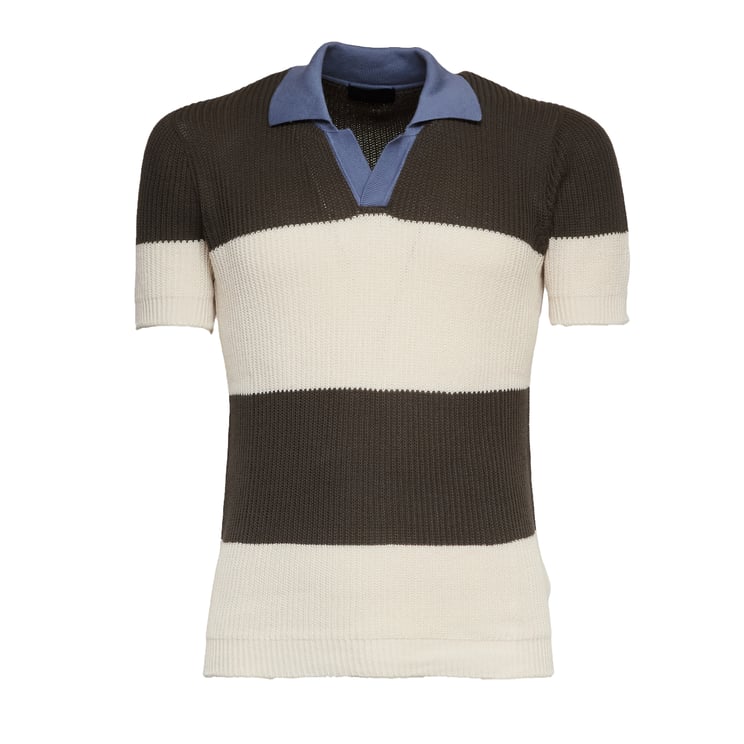 Dondup Ribbed Knit Bowling Polo Shirt