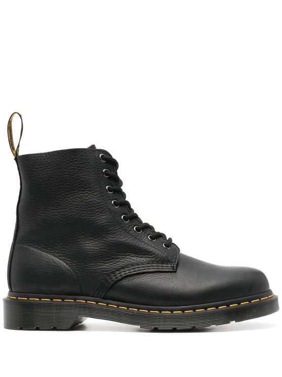 Dr. Martens Ankle-High Textured Leather Boots with Lace-Up Front and Signature Stitching