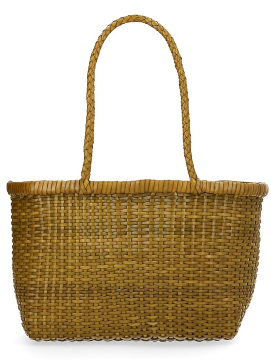Dragon Diffusion Brown Woven Leather Textured Tote Bag