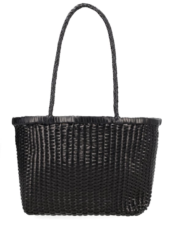 Dragon Diffusion Black Woven Leather Braided Handbag