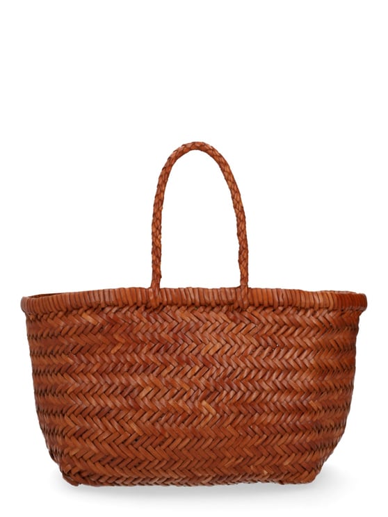 Dragon Diffusion Warm Brown Triple Jump Small Leather Tote Bag