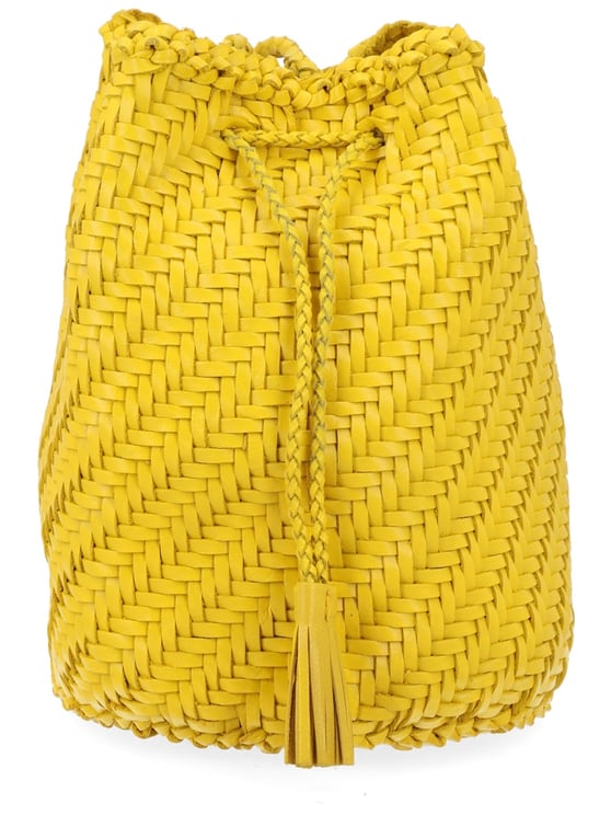 Dragon Diffusion Pompom Double Jump Yellow Woven Bag