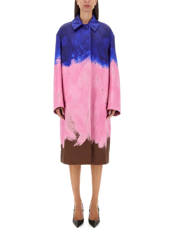 Dries van Noten Voluminous Long Coat With Broad Shoulders