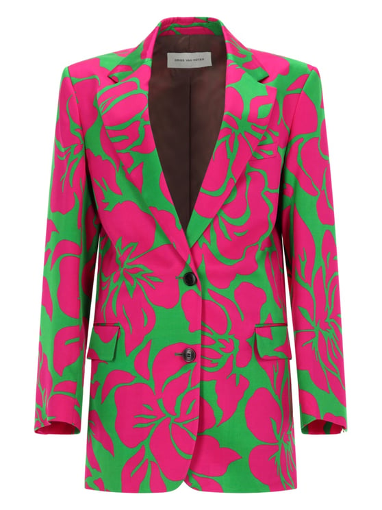 Dries van Noten Basti Single-Breasted Oversized Floral Viscose Blazer