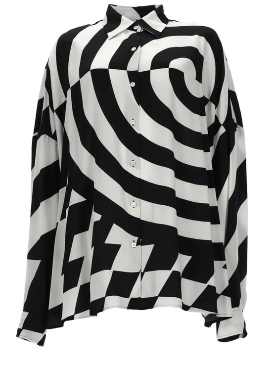 Dries van Noten Casia Black White Geometric Shirt