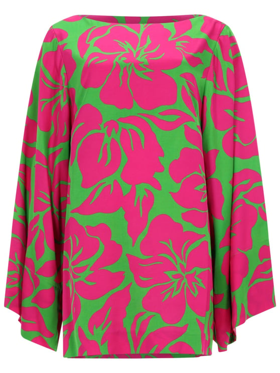 Dries van Noten Viscose Floral Pattern Boat Neck Blouse