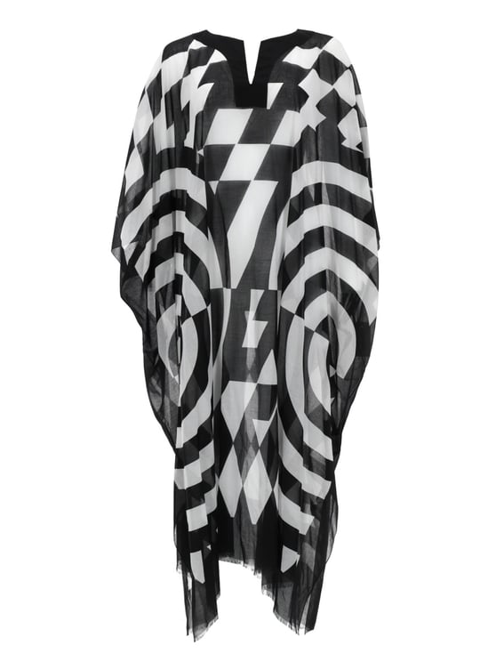 Dries van Noten Oversized Cotton Geometric Print Caftan
