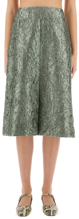 Dries van Noten Ruched Satin Midi Skirt