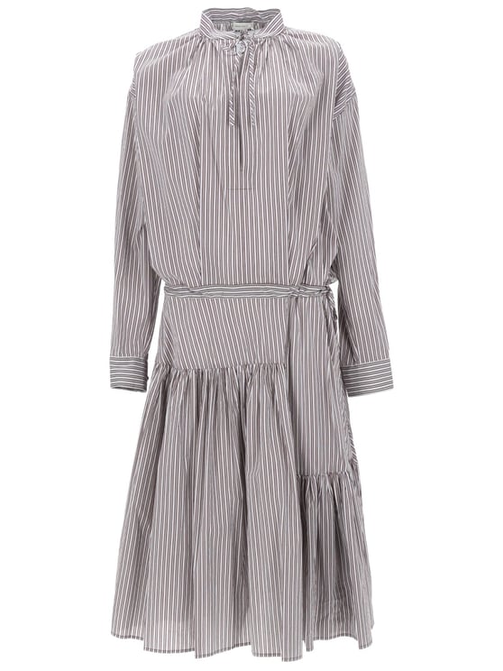 Dries van Noten Denvo Vertical Stripes Tiered Dress