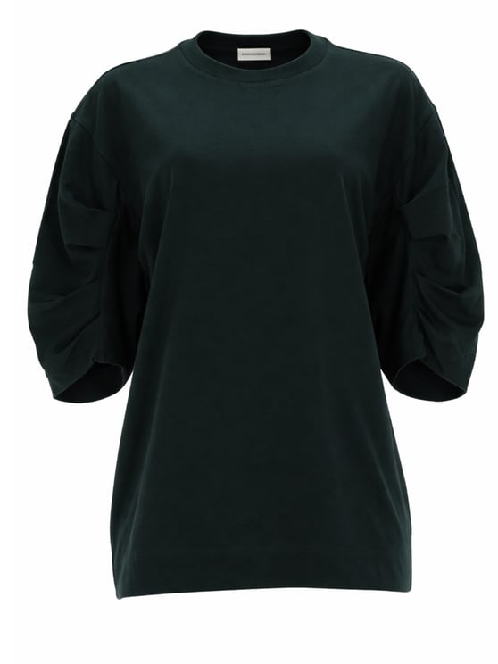 Dries van Noten Cotton Voluminous Ruched Short Sleeve T-Shirt