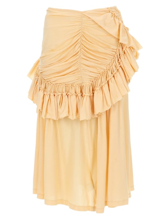 Dries van Noten Draped Ruched Layered Cotton Midi Skirt