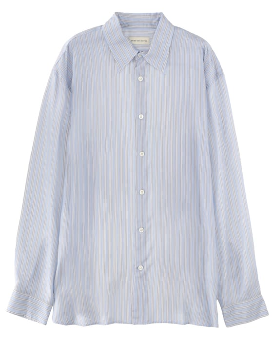 Dries van Noten Blue Croom Vertical Stripes Cupro Shirt