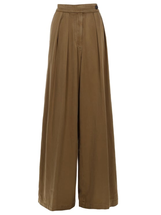 Dries van Noten Wide-Leg Front Pleats Cupro Trousers Pants
