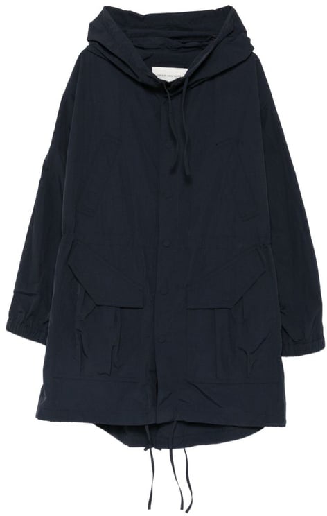 Dries van Noten Blue Hooded Drawstring Flap Pocket Jacket
