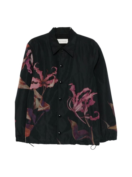 Dries van Noten Printed Vorries Abstract Floral Bomber Jacket