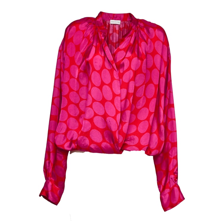 Dries van Noten Cenver Oval Print Drawstring Hem Shirt