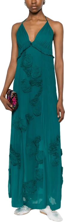 Dries van Noten Drina Emb 3376 Dress Petrol