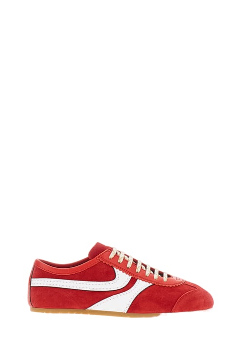 Dries van Noten Red Suede Low-Profile Sneakers