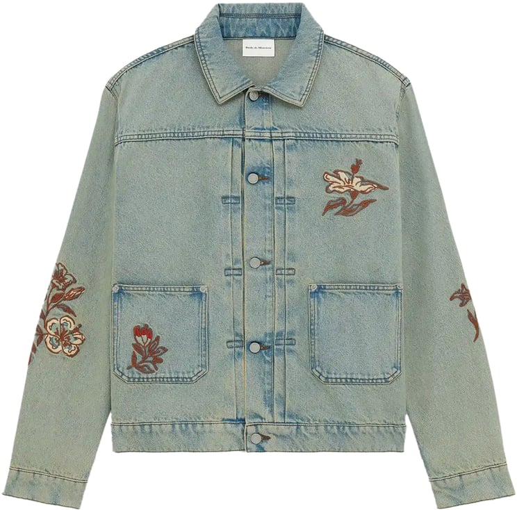 Drôle de Monsieur Brodée Fleurs Dusty Denim Jacket